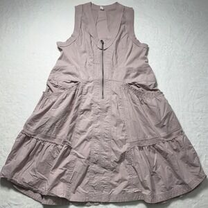 Anthropologie Trek Utility Mini Dress Ruffle Muted Rose Daily Practice $110 MSRP